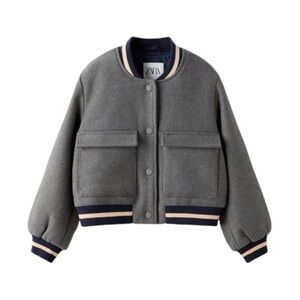 New ZARA Wool Blend Striped Bomber